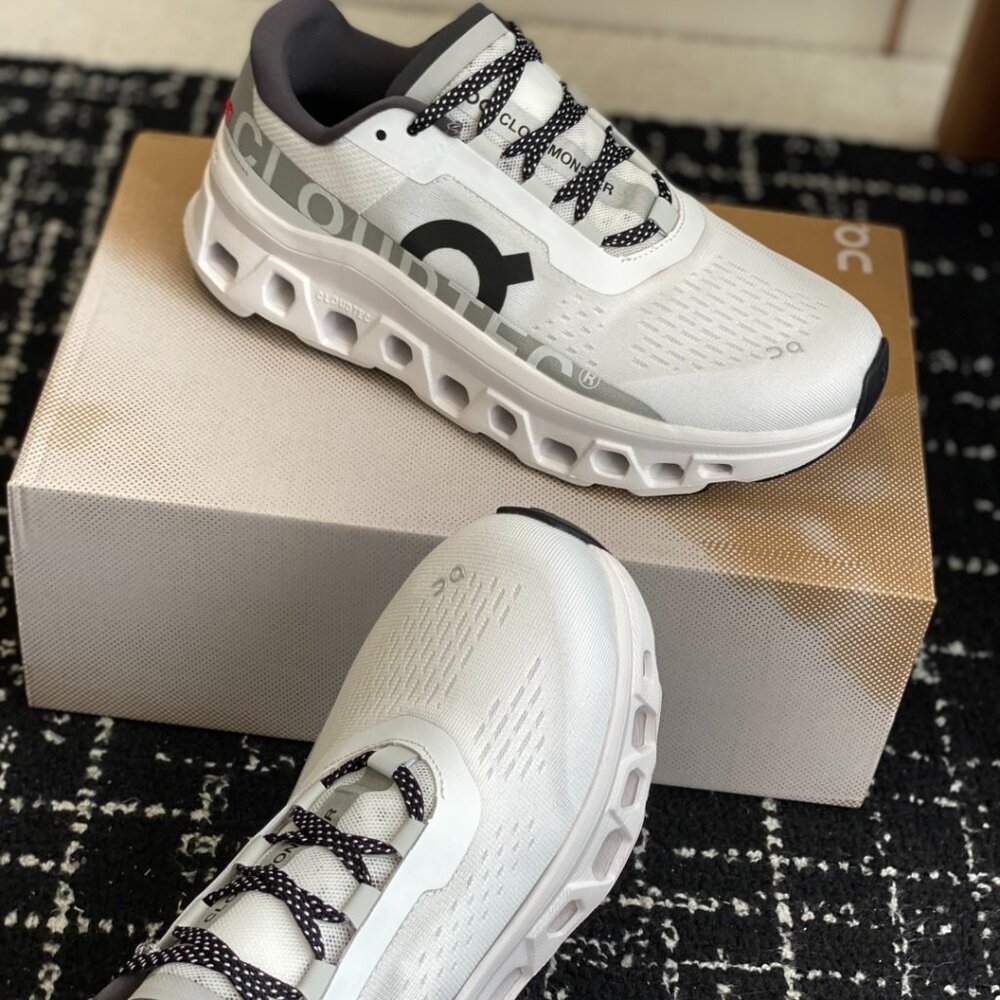 On Running White and Gray Cloudtec Women's Ankle Sneakers - Picture 5 of 9